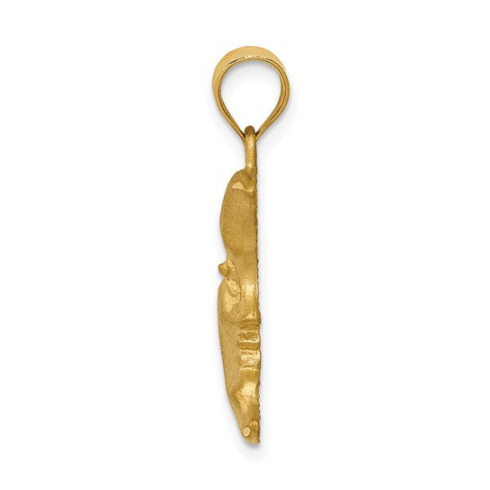 14kt Yellow Gold Satin Diamond-cut Moon Charm
