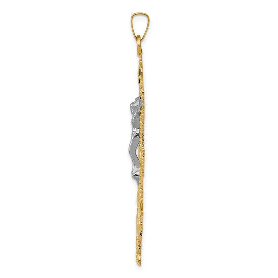 14kt Two-tone Cara Vaca Crucifix Pendant