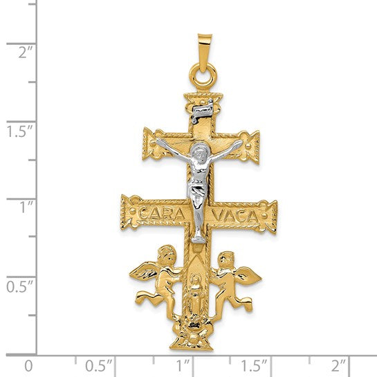 14kt Two-tone Cara Vaca Crucifix Pendant