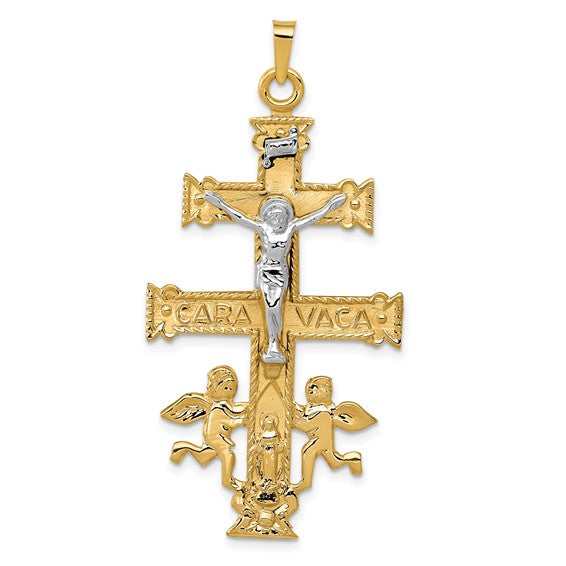 14kt Two-tone Cara Vaca Crucifix Pendant
