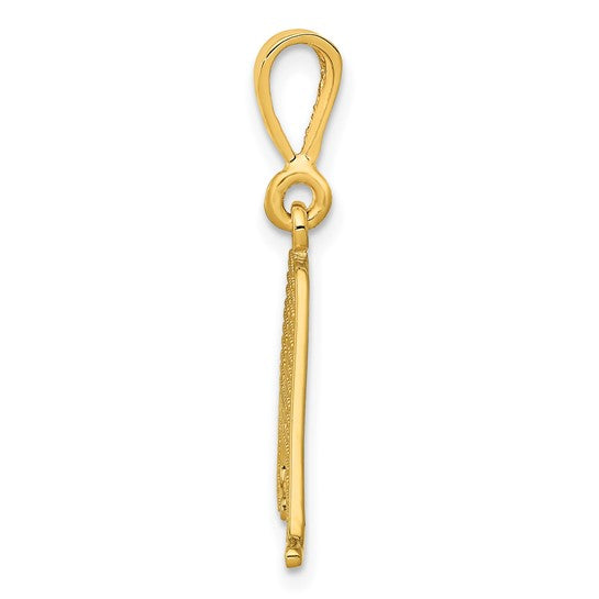 14kt Yellow Gold Textured Initial A Charm