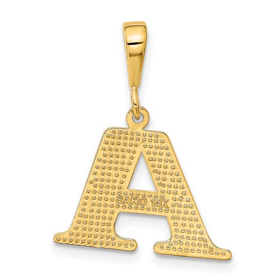 14kt Yellow Gold Textured Initial A Charm