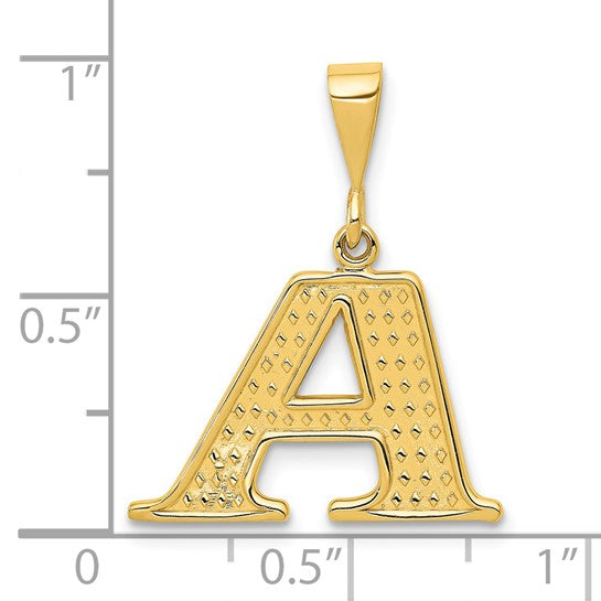 14kt Yellow Gold Textured Initial A Charm
