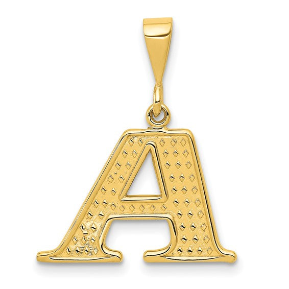 14kt Yellow Gold Textured Initial A Charm