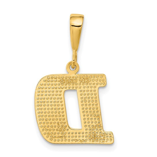 14kt Yellow Gold Textured Initial D Charm