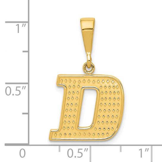 14kt Yellow Gold Textured Initial D Charm