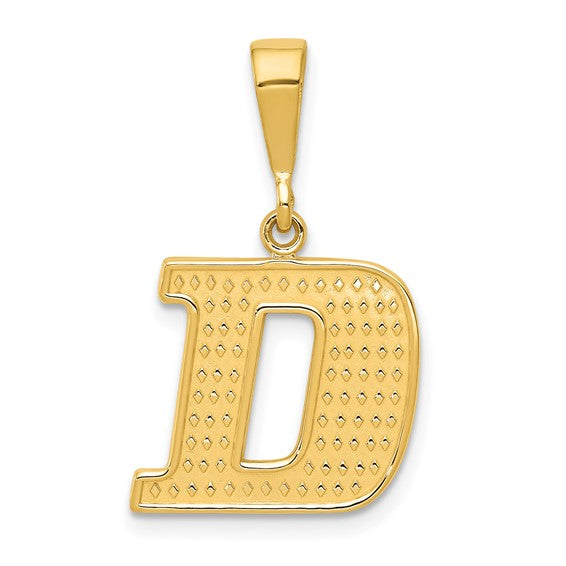 14kt Yellow Gold Textured Initial D Charm
