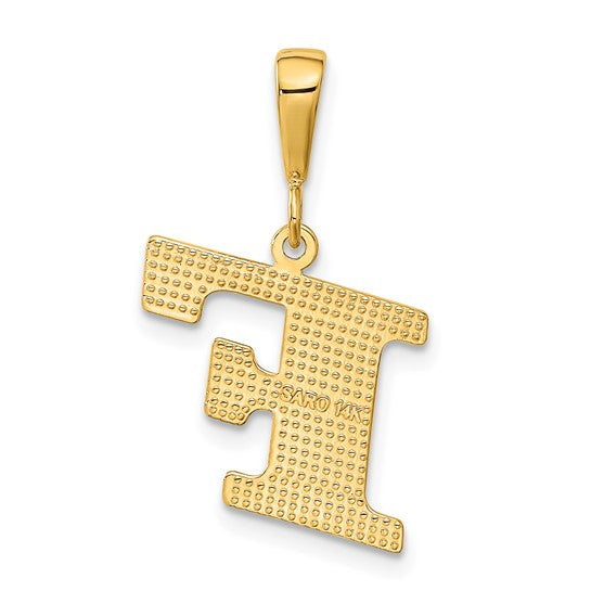 14kt Yellow Gold Textured Initial F Charm