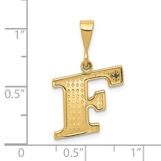 14kt Yellow Gold Textured Initial F Charm