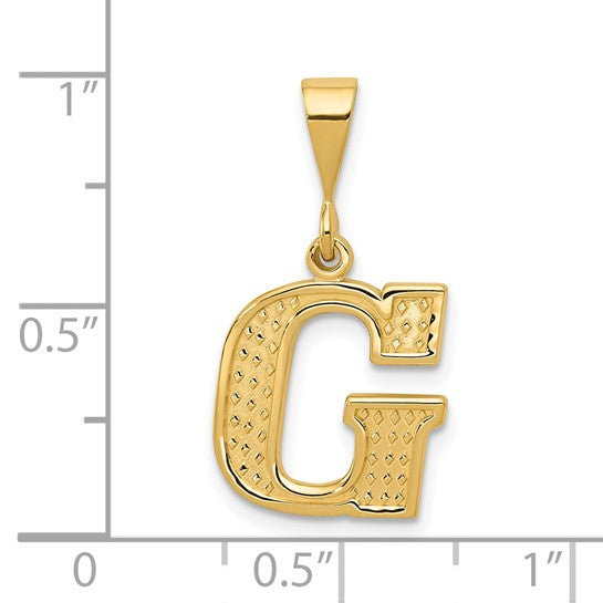 14kt Yellow Gold Textured Initial G Charm