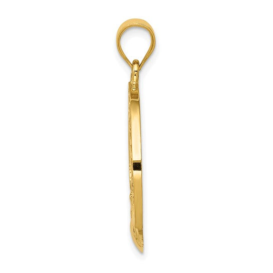 14kt Yellow Gold Claddagh Leaf Charm