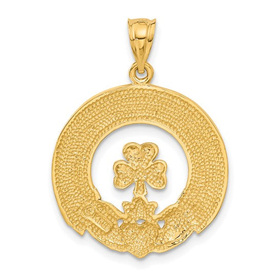 14kt Yellow Gold Claddagh Leaf Charm