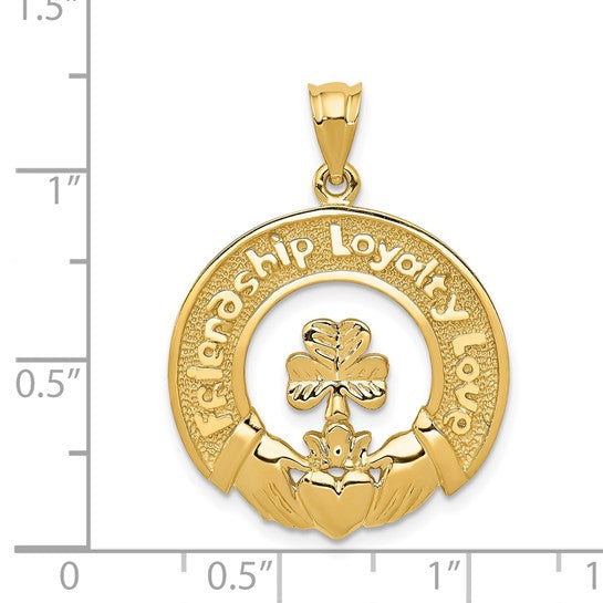 14kt Yellow Gold Claddagh Leaf Charm