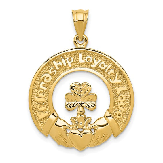 14kt Yellow Gold Claddagh Leaf Charm