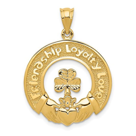 14kt Yellow Gold Claddagh Leaf Charm