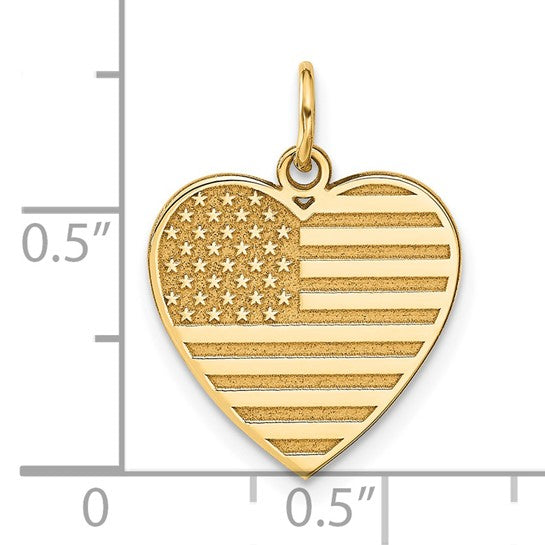 14kt Yellow Gold Flag Heart Charm