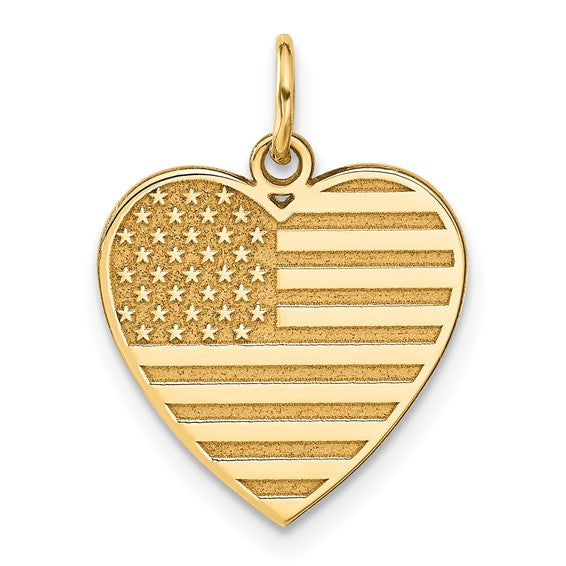 14kt Yellow Gold Flag Heart Charm