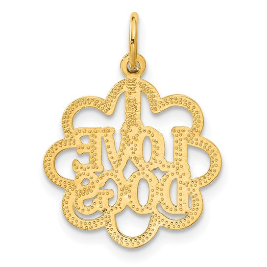 14kt Yellow Gold I LOVE DOGS Charm