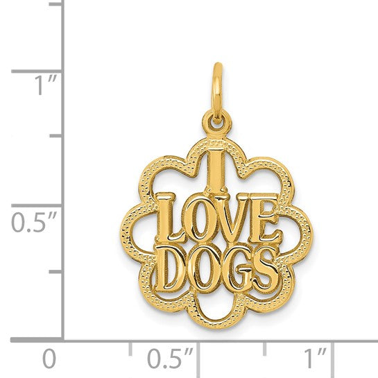14kt Yellow Gold I LOVE DOGS Charm