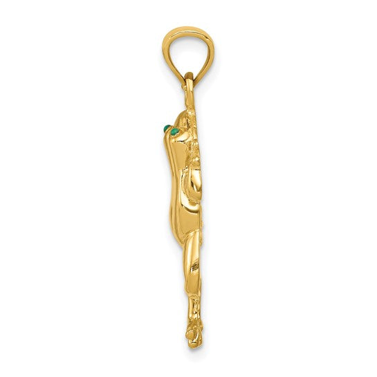 14kt Yellow Gold Frog W/ Enameled Eyes Charm