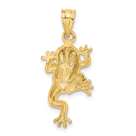 14kt Yellow Gold Frog W/ Enameled Eyes Charm
