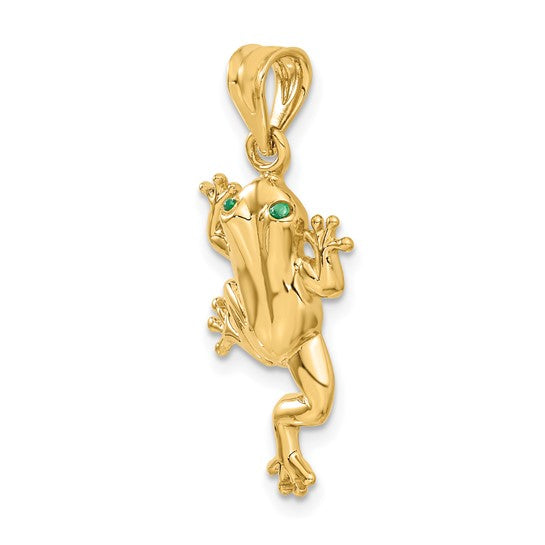 14kt Yellow Gold Frog W/ Enameled Eyes Charm