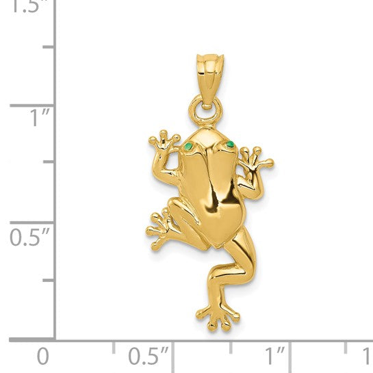 14kt Yellow Gold Frog W/ Enameled Eyes Charm