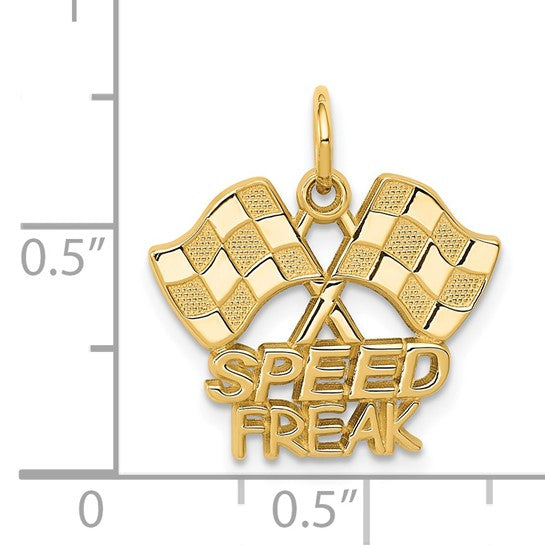 14KT Yellow Gold Racing Flags SPEED FREAK Charm