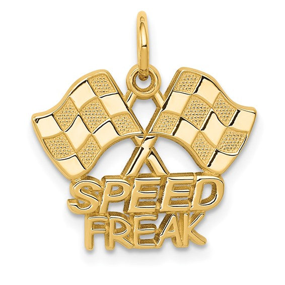 14KT Yellow Gold Racing Flags SPEED FREAK Charm