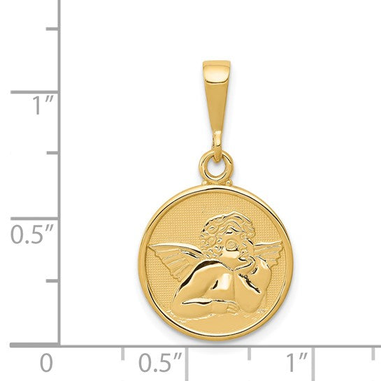 14KT Yellow Gold Polished and Satin Raphael Angel Pendant
