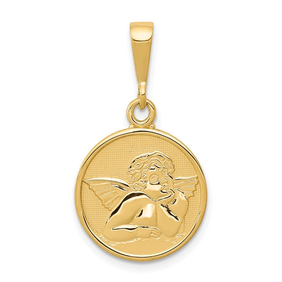 14KT Yellow Gold Polished and Satin Raphael Angel Pendant