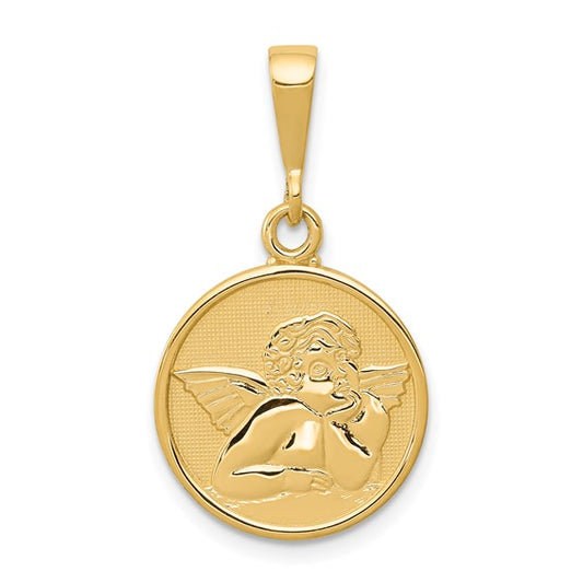 14KT Yellow Gold Polished and Satin Raphael Angel Pendant