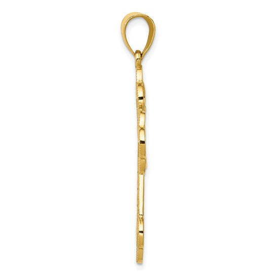 14kt Yellow Gold Budded Greek Key Cross Pendant
