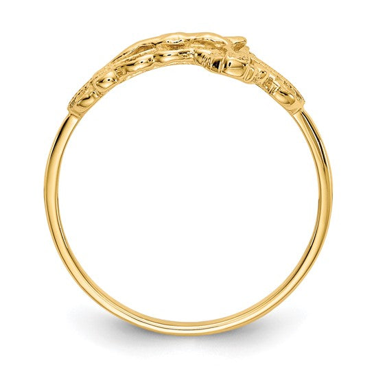 10kt Yellow Gold Diamond-Cut Crucifix Ring