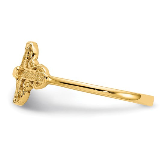 10kt Yellow Gold Diamond-Cut Crucifix Ring