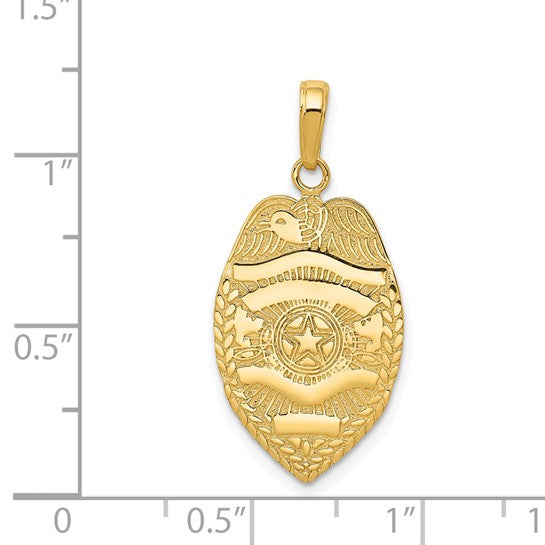 14kt Yellow Gold Polished Police Badge Pendant