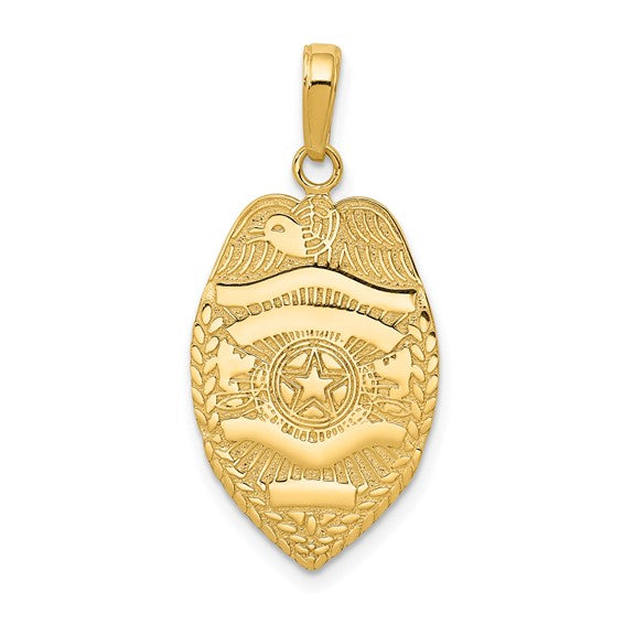 14kt Yellow Gold Polished Police Badge Pendant