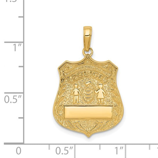 14kt Yellow Gold Large Police Badge Pendant