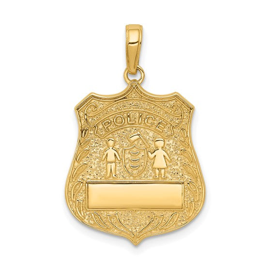 14kt Yellow Gold Large Police Badge Pendant