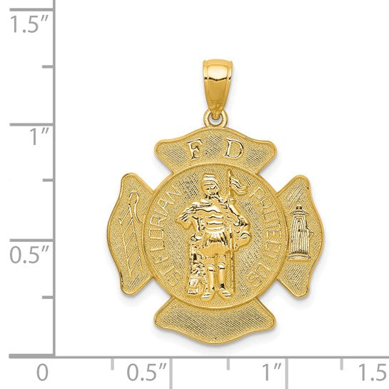 14kt Yellow Gold Large FD St. Florian Badge Pendant