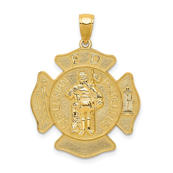 14kt Yellow Gold Large FD St. Florian Badge Pendant