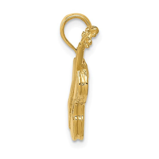 14KT Yellow Gold Polished Solid 3-D Violin Pendant