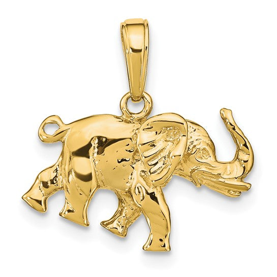 14kt Yellow Gold Polished 3-D Elephant Pendant