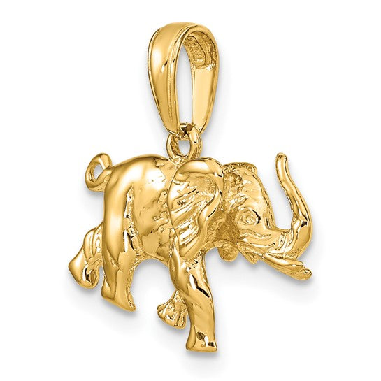 14kt Yellow Gold Polished 3-D Elephant Pendant