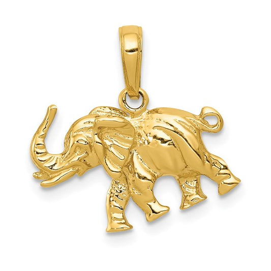 14kt Yellow Gold Polished 3-D Elephant Pendant