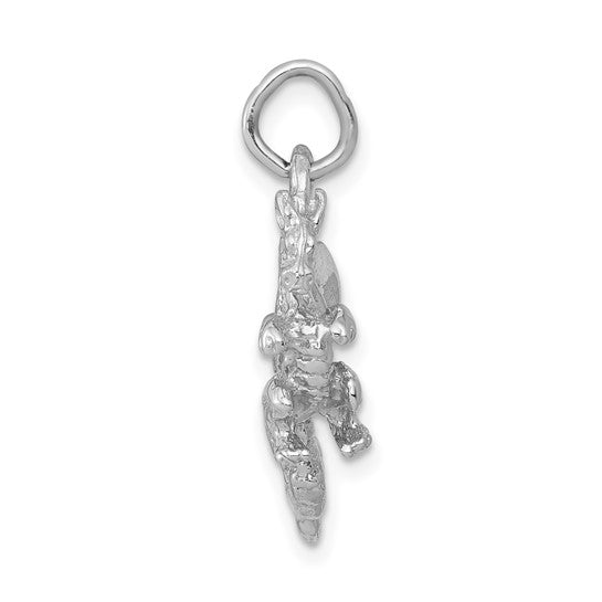 14kt White Gold Solid Polished 3-D Dragon Charm