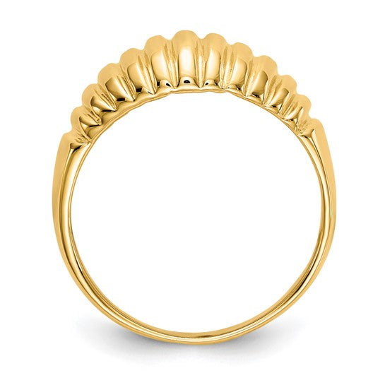 10kt Yellow Gold High Polished Ribbed Dome Ring
