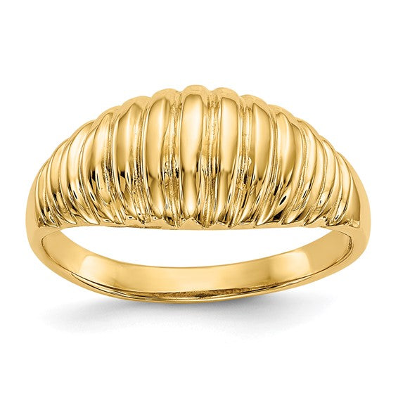 10kt Yellow Gold High Polished Ribbed Dome Ring