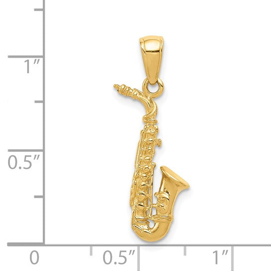 14kt Yellow Gold 3-D Saxophone Pendant