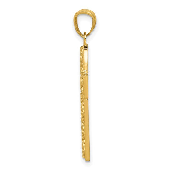 14kt Yellow Gold Diamond-cut Filigree Cross Pendant